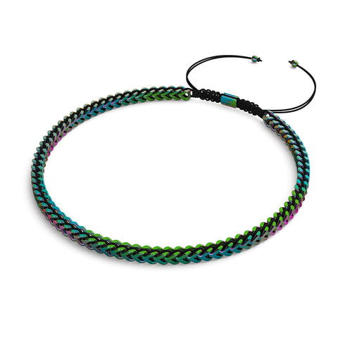 Noir x Argent Licorne | Chaîne de blé Gaia | Collier ras du cou